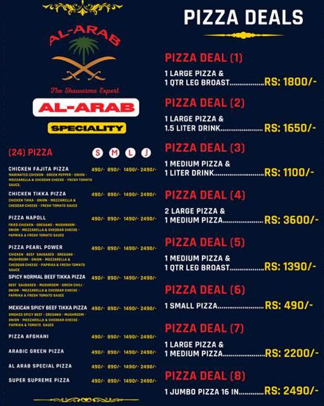 Al Arab The Shwarma Expert   menu