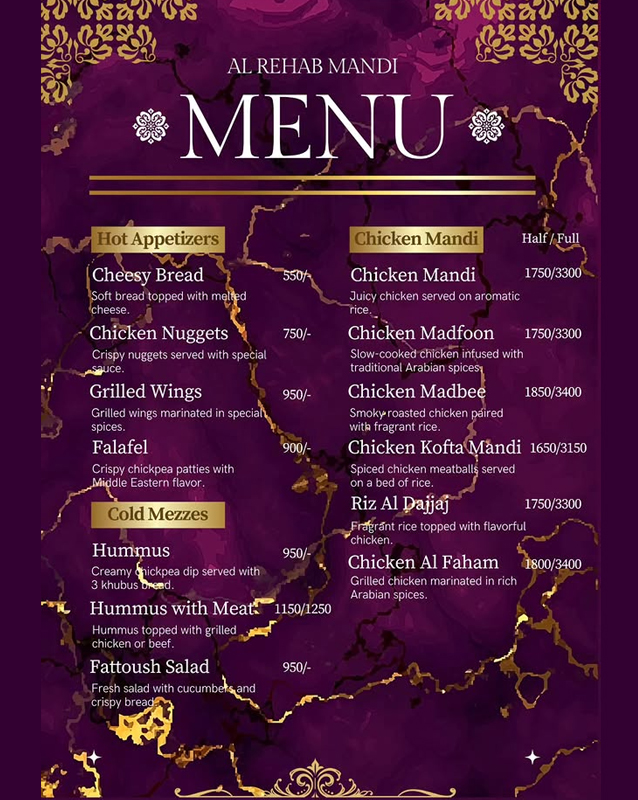 Al Rehab Mandi menu
