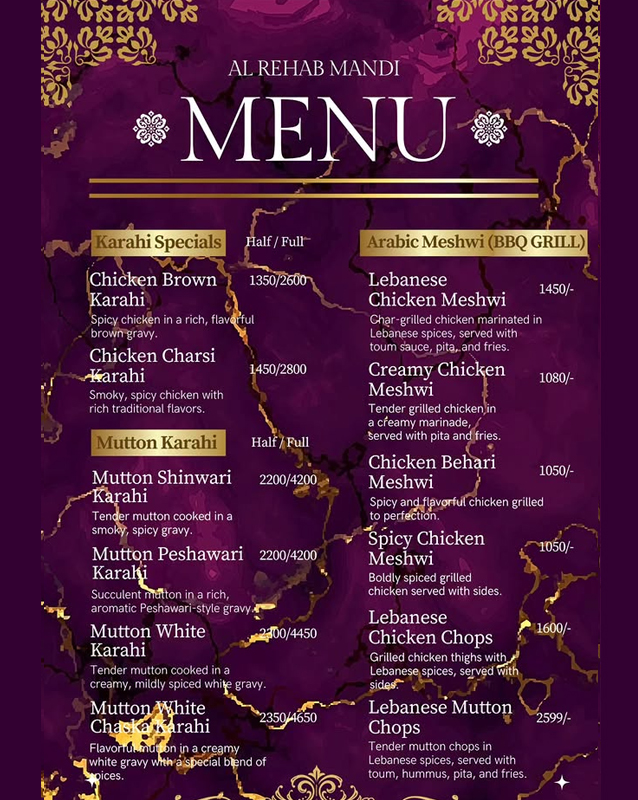 Al Rehab Mandi menu