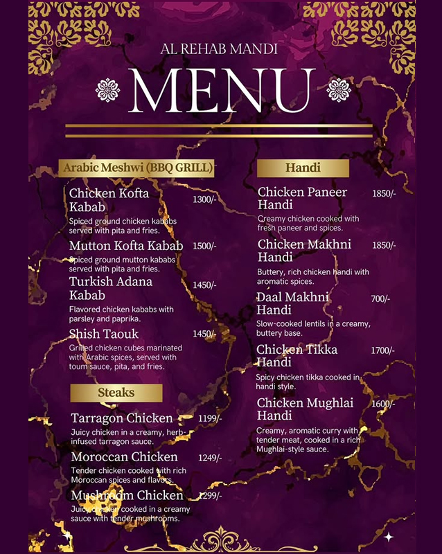 Al Rehab Mandi menu