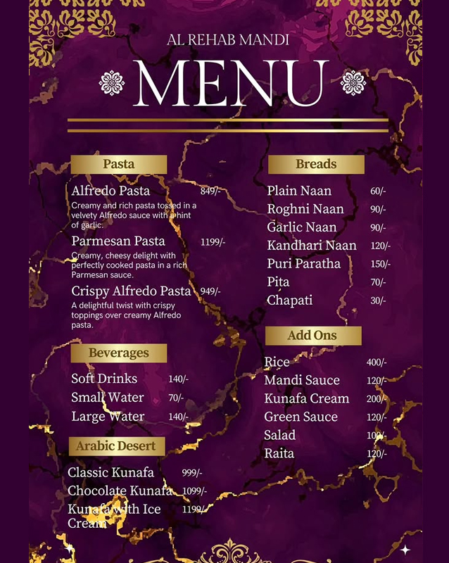 Al Rehab Mandi menu
