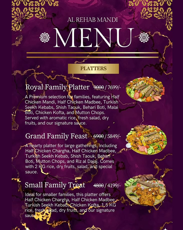 Al Rehab Mandi menu