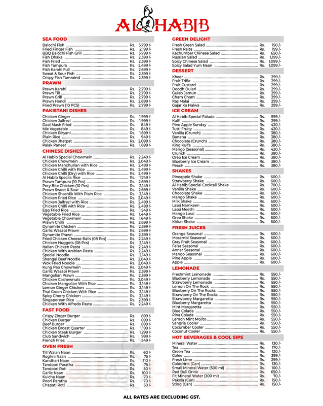 Al-Habib Restaurant menu