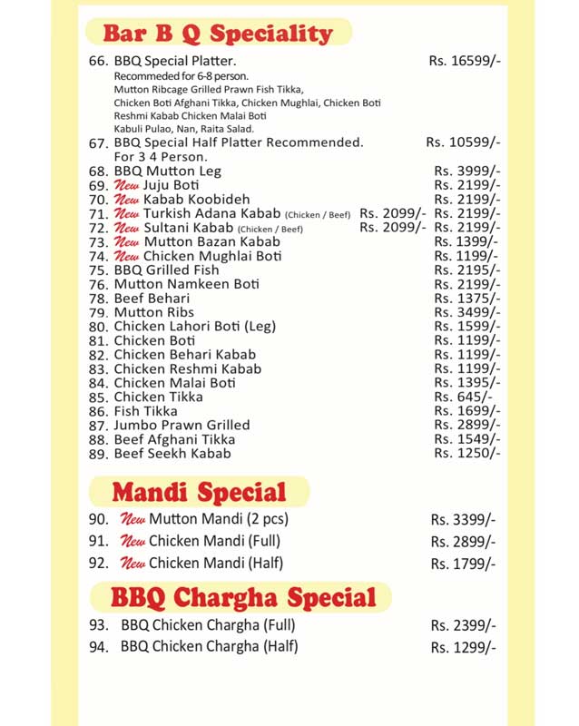 Al-Habib Restaurant menu