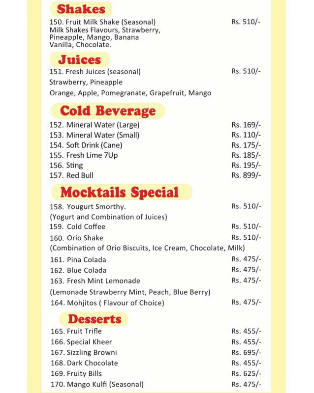 Al-Habib Restaurant menu