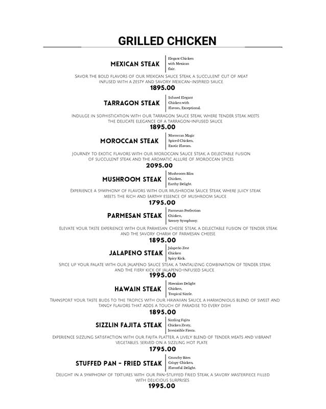 Alaska Restaurant menu