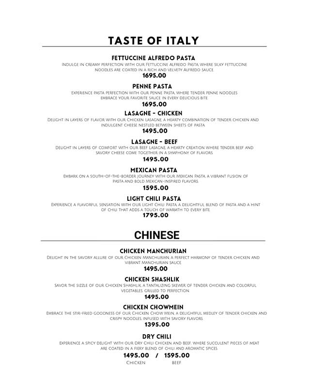 Alaska Restaurant menu