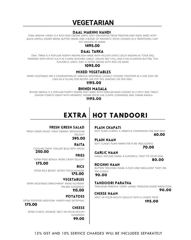 Alaska Restaurant menu