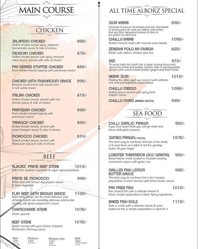 Alborz menu