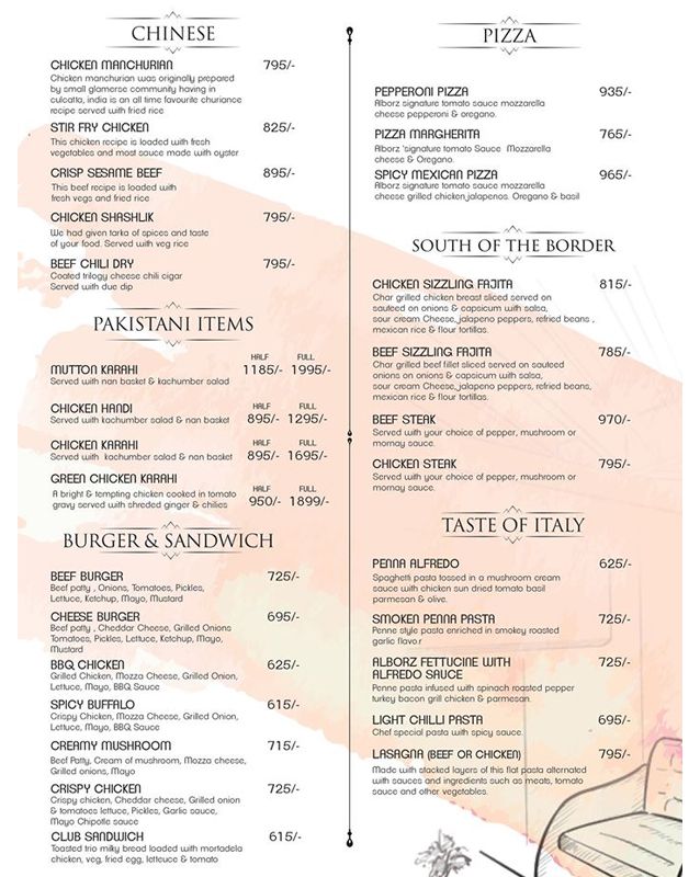 Alborz menu