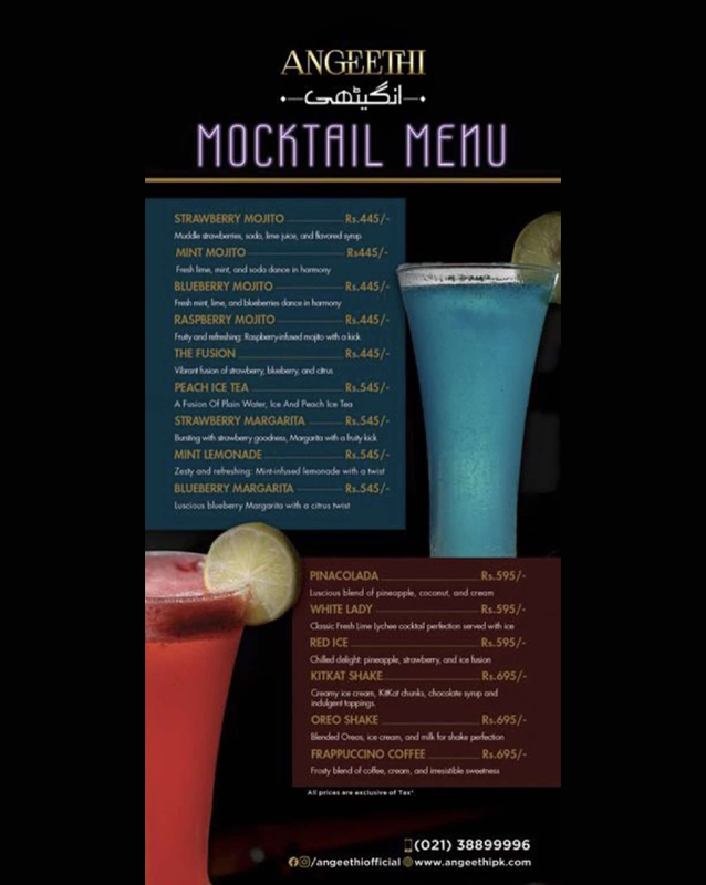 Angeethi menu