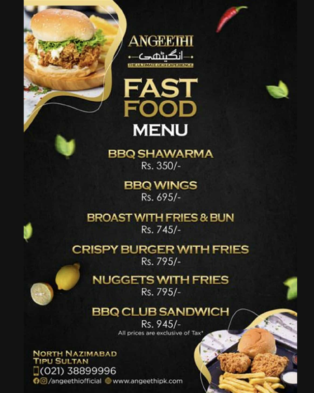 Angeethi menu