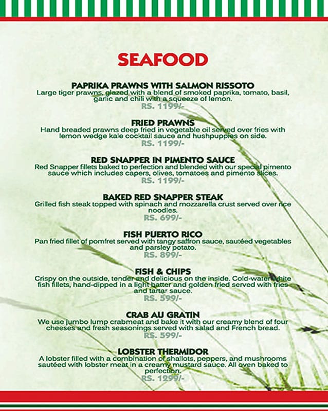 Angelini's - Port Grand menu