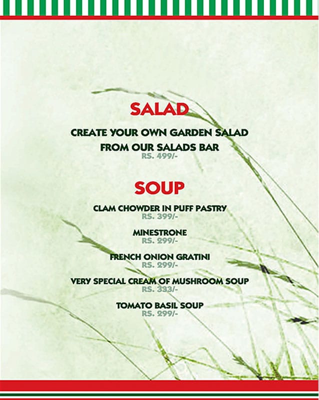 Angelini's - Port Grand menu