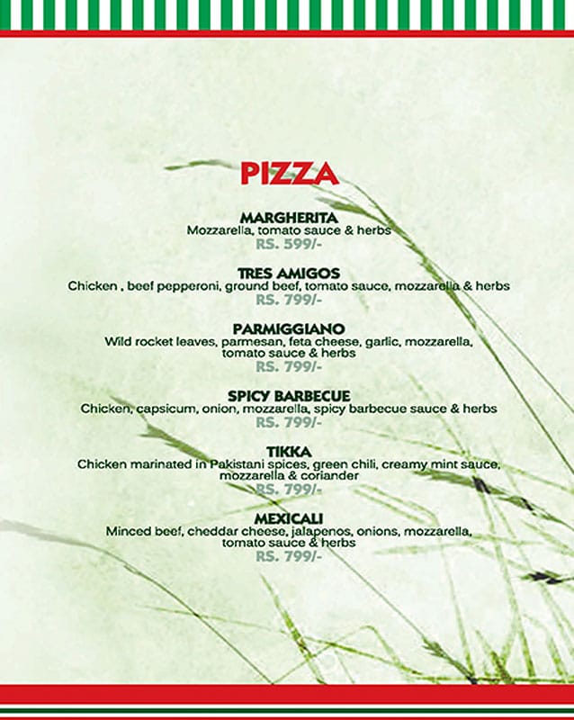 Angelini's - Port Grand menu