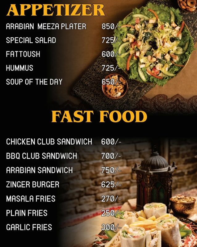 Arabian Nights menu