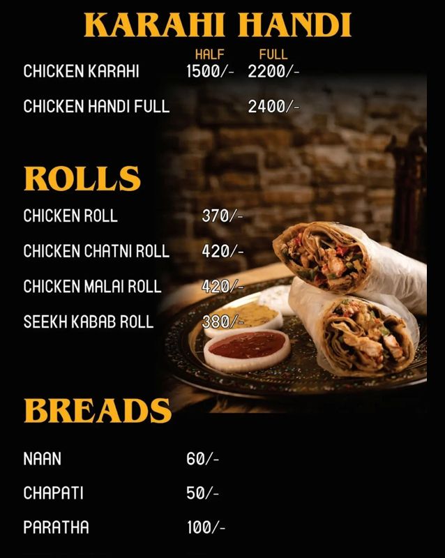 Arabian Nights menu