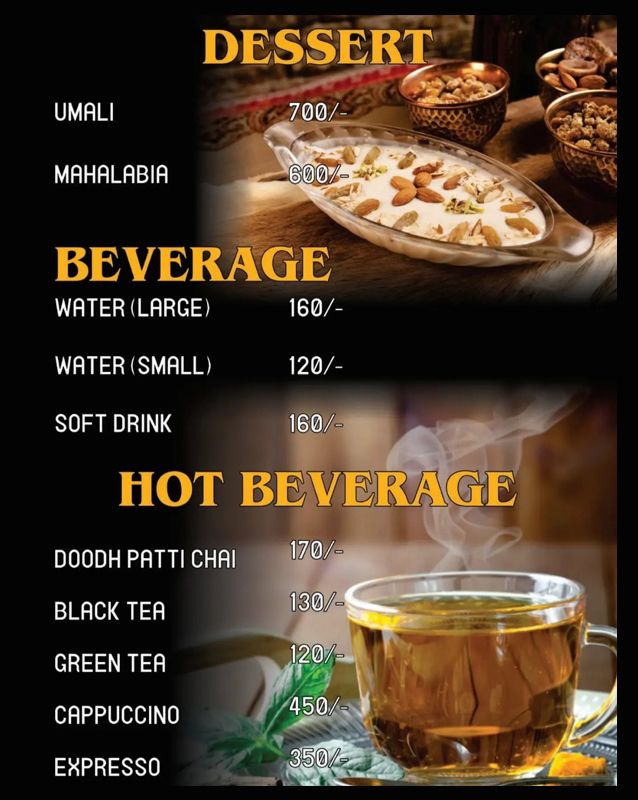Arabian Nights menu