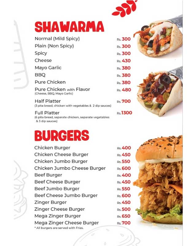 Arabic Shawarma Karachi menu