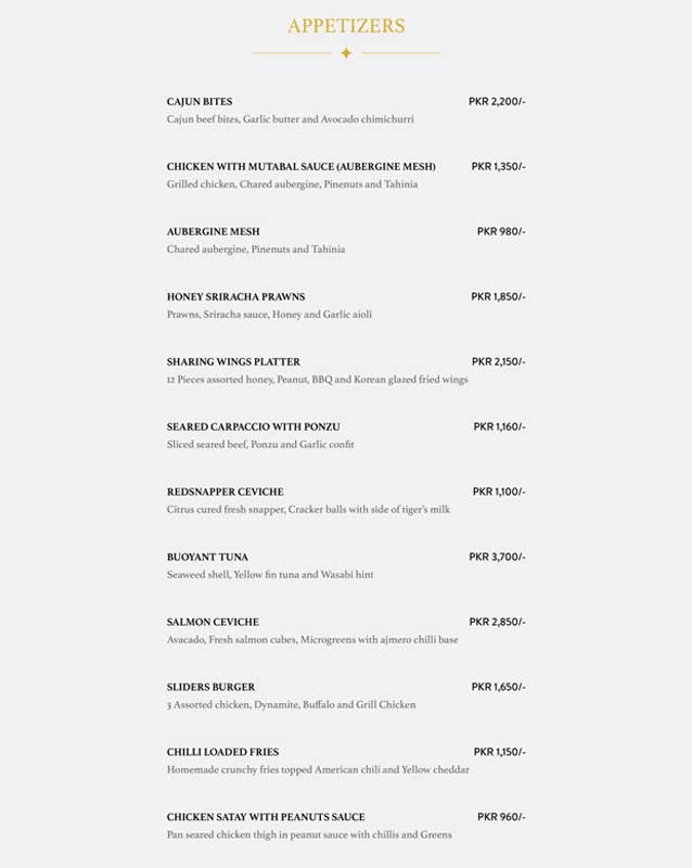 Aristo menu