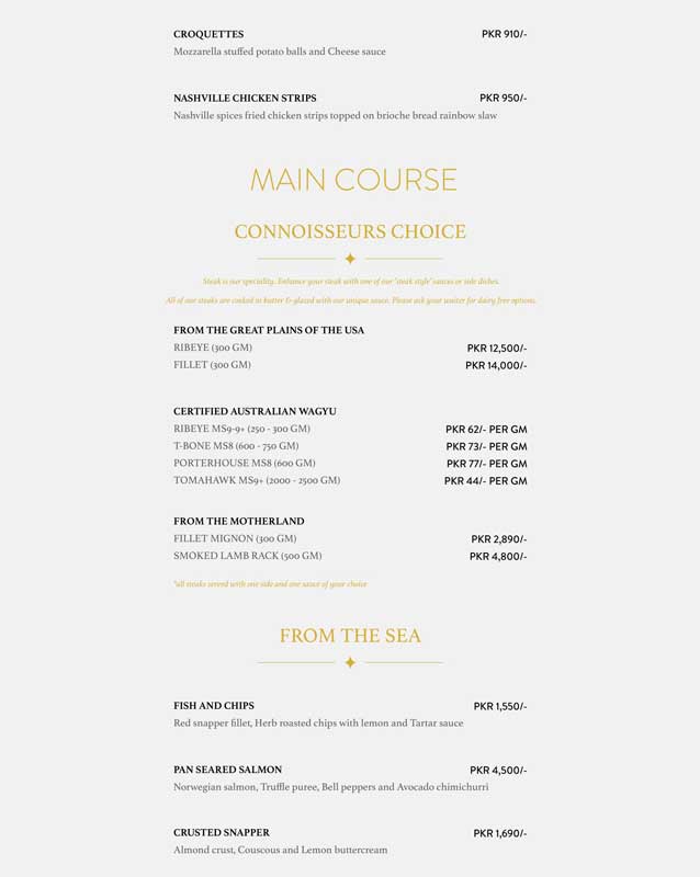 Aristo menu
