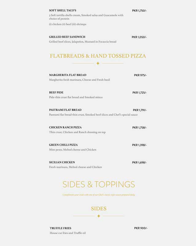 Aristo menu