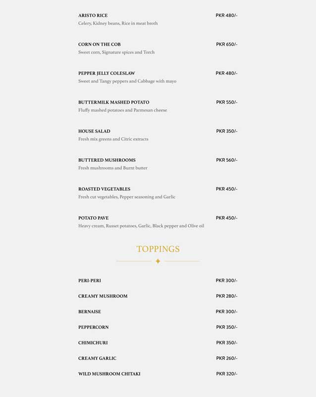 Aristo menu