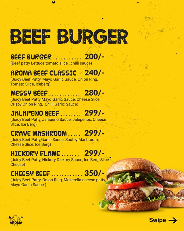 Aroma Foods menu