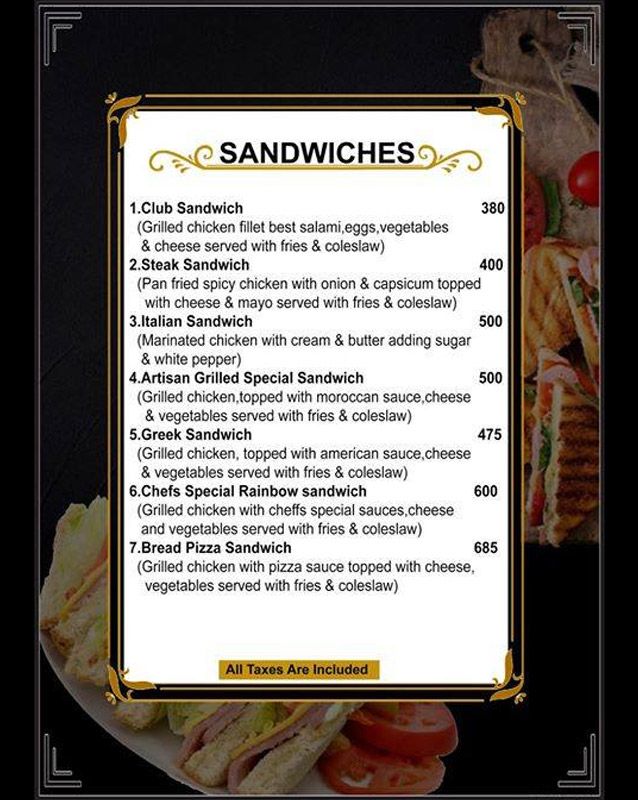 Artisan Bistro menu