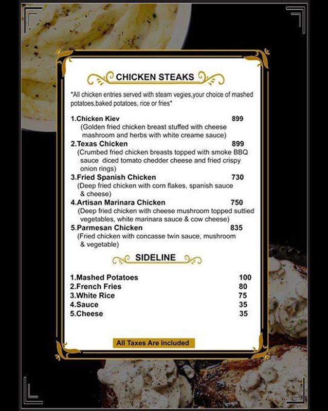 Artisan Bistro menu