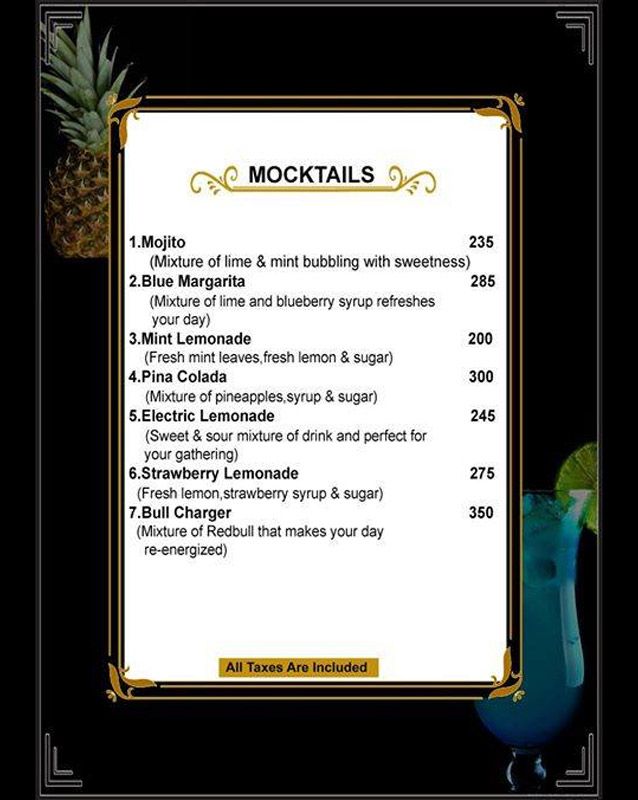 Artisan Bistro menu