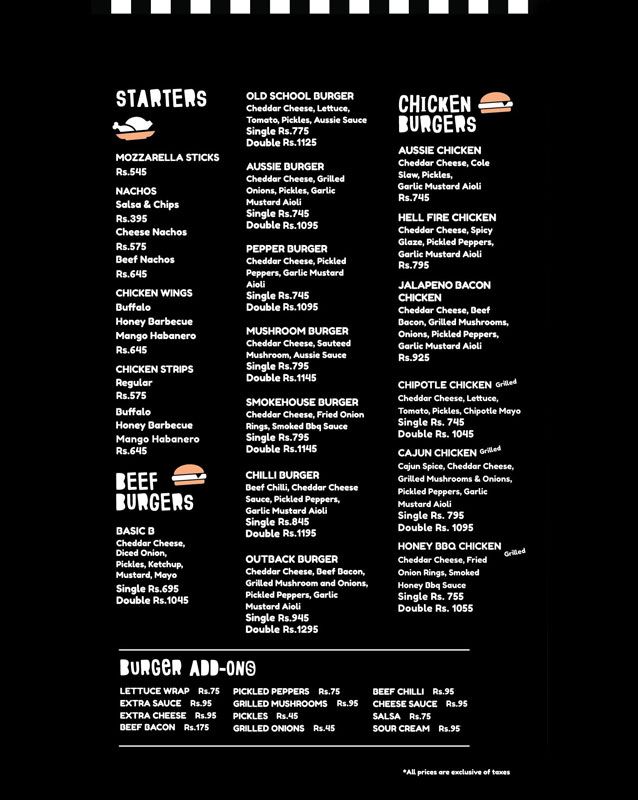 Aussie Burger Company menu