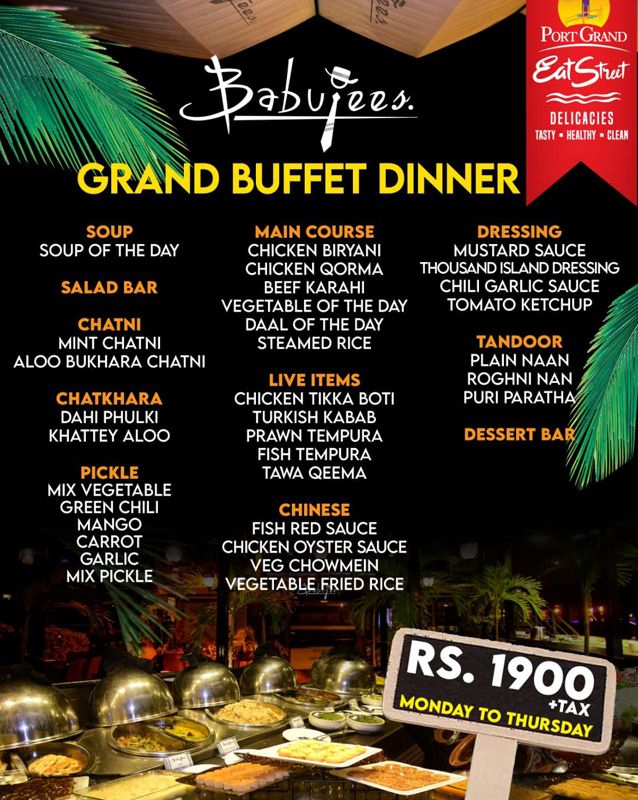 Babujees - Port Grand menu