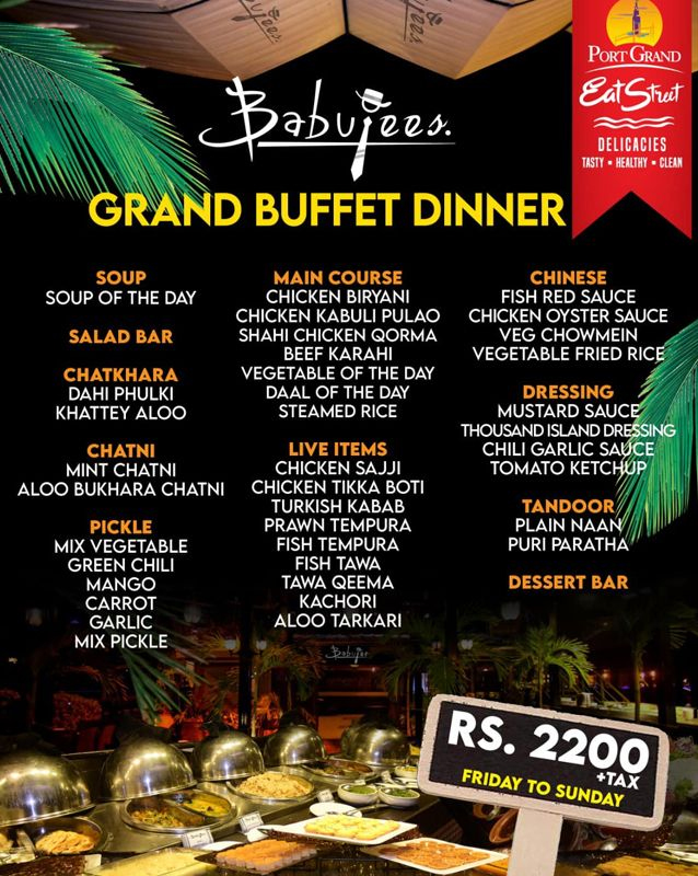 Babujees - Port Grand menu