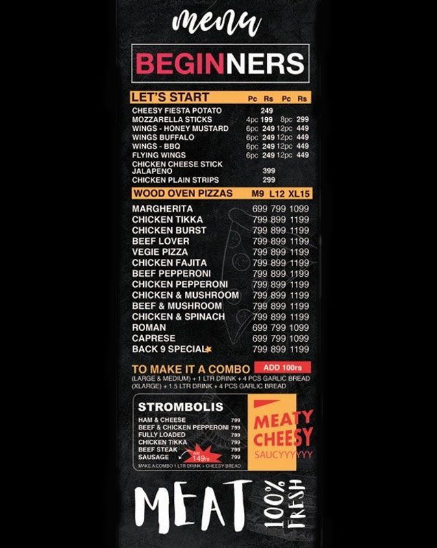 Back Nine menu