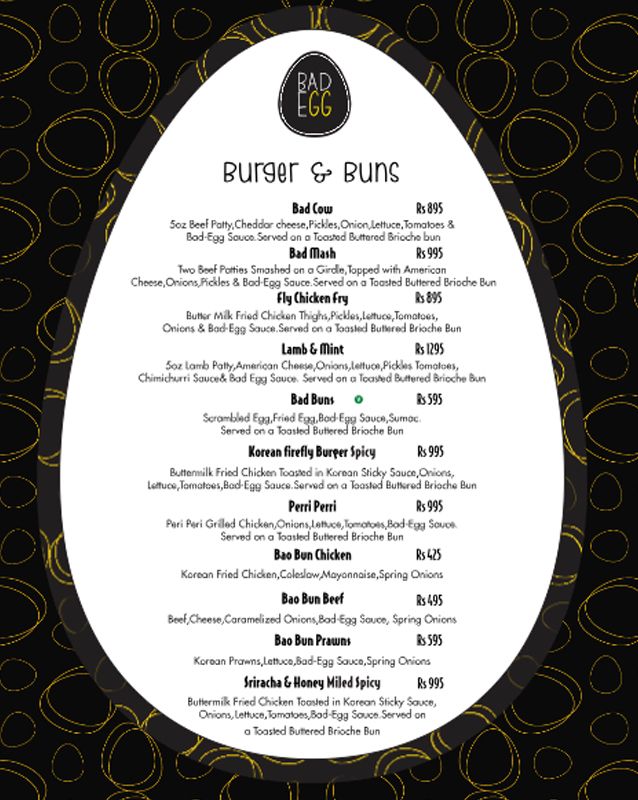 Bad Egg menu