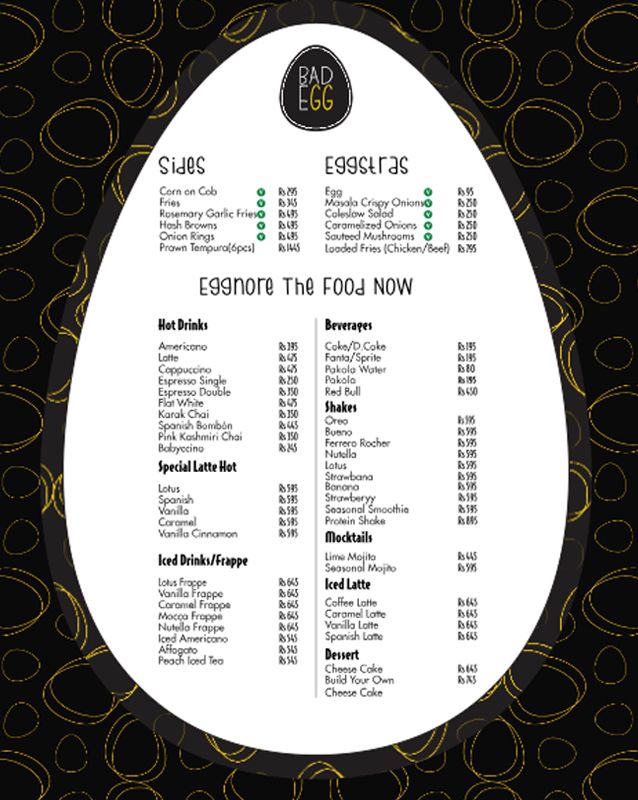 Bad Egg menu