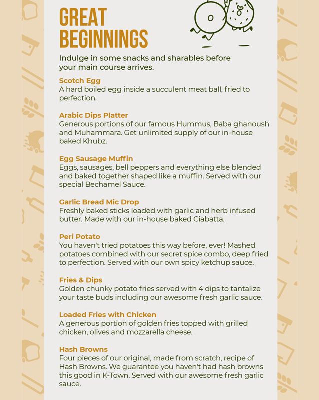 Bakecarry menu