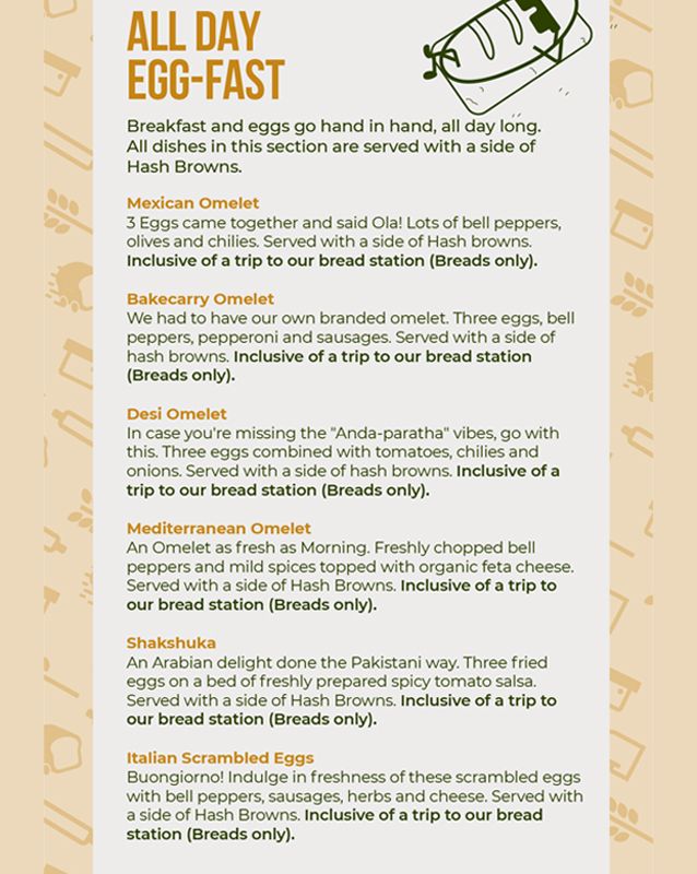 Bakecarry menu