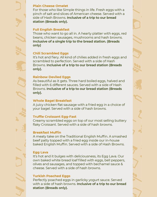 Bakecarry menu