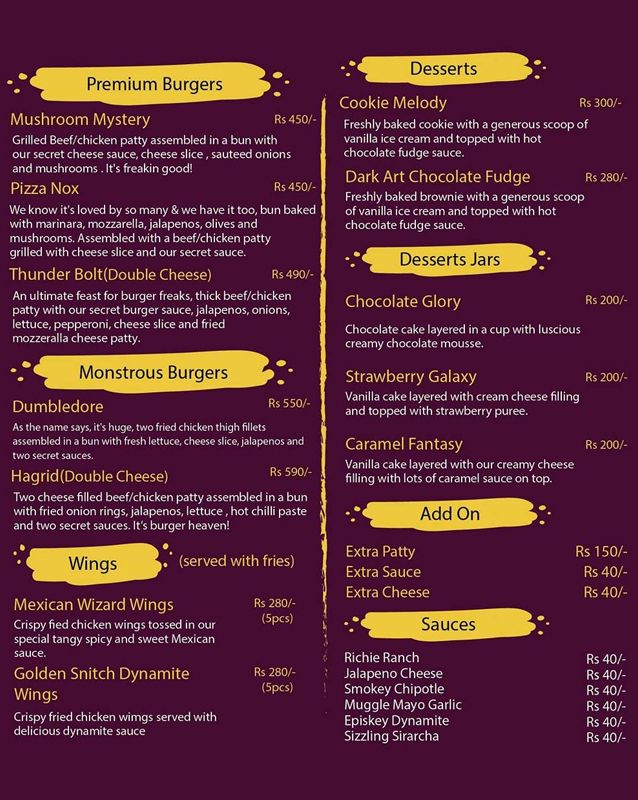 BakeSpy Express menu