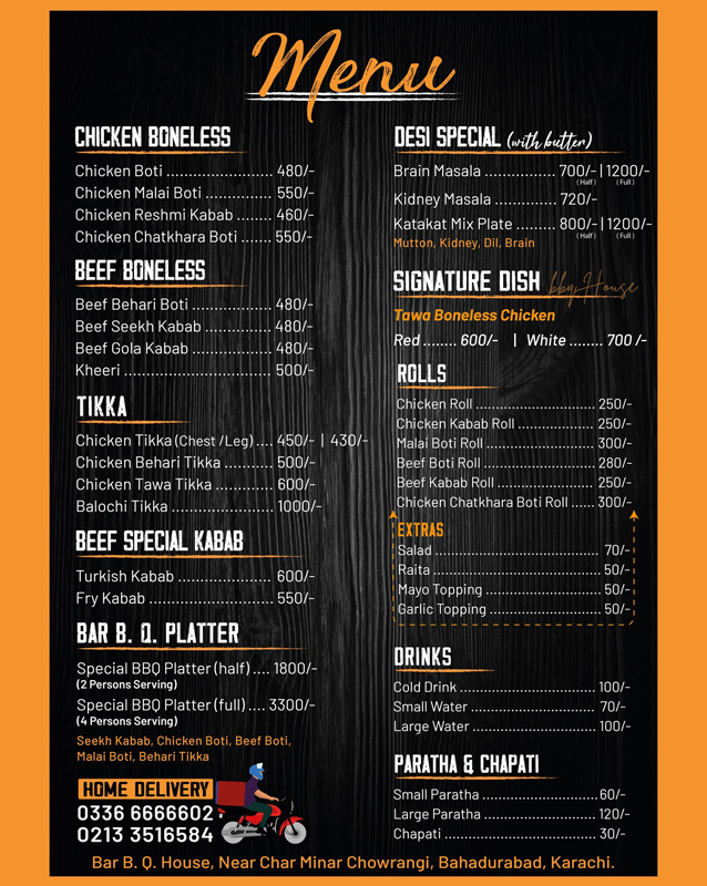 Bar B.Q. House  menu