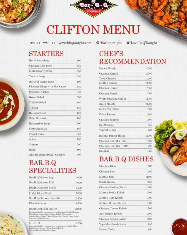 Bar.B.Q Tonight menu