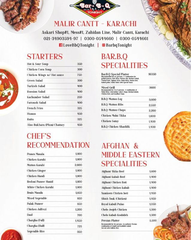 Bar.B.Q Tonight menu