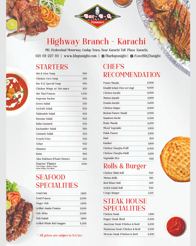 Bar.B.Q Tonight menu