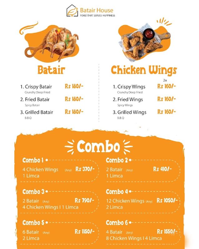 Batair House menu