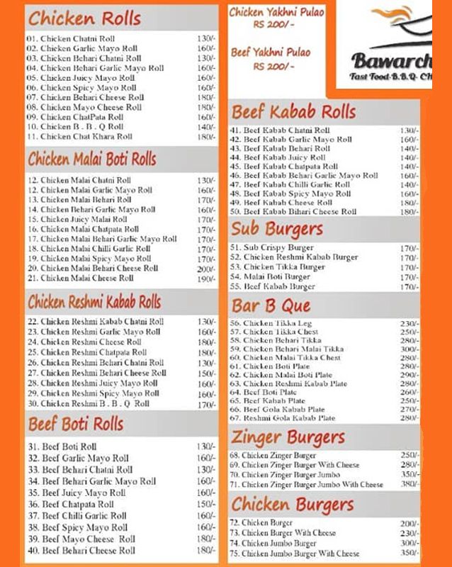 Bawarchi Adda menu
