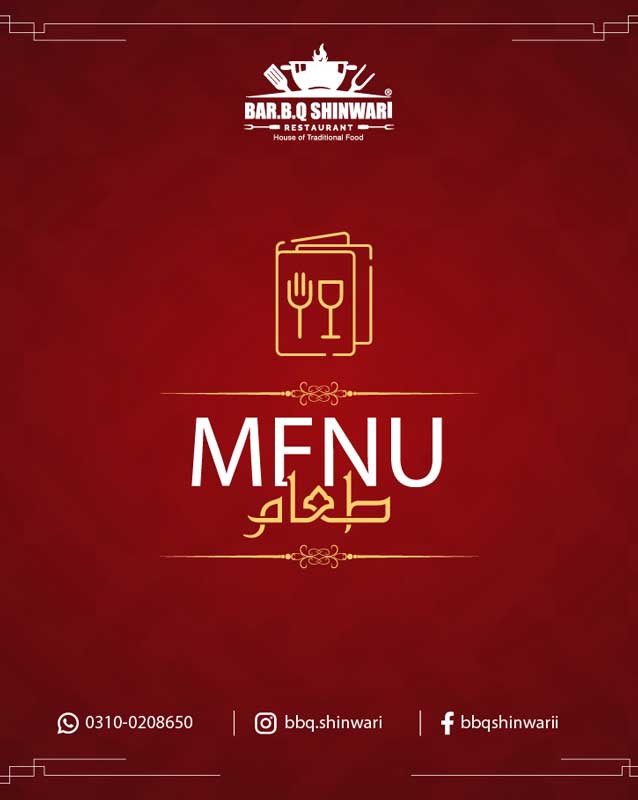 BBQ Shinwari Restaurant menu
