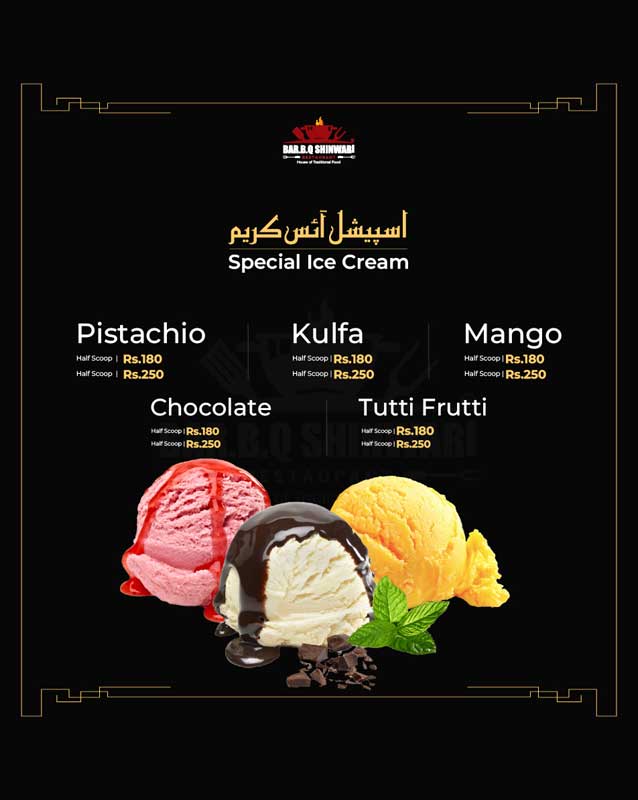 BBQ Shinwari Restaurant menu