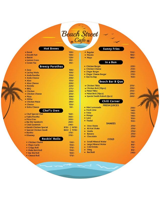 Beach Street Cafe menu